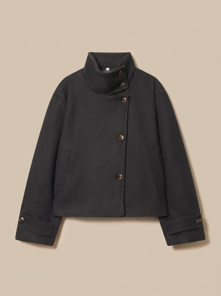 Linnet | Women's Short Wool-Blend Stand Collar Button-Up Coat