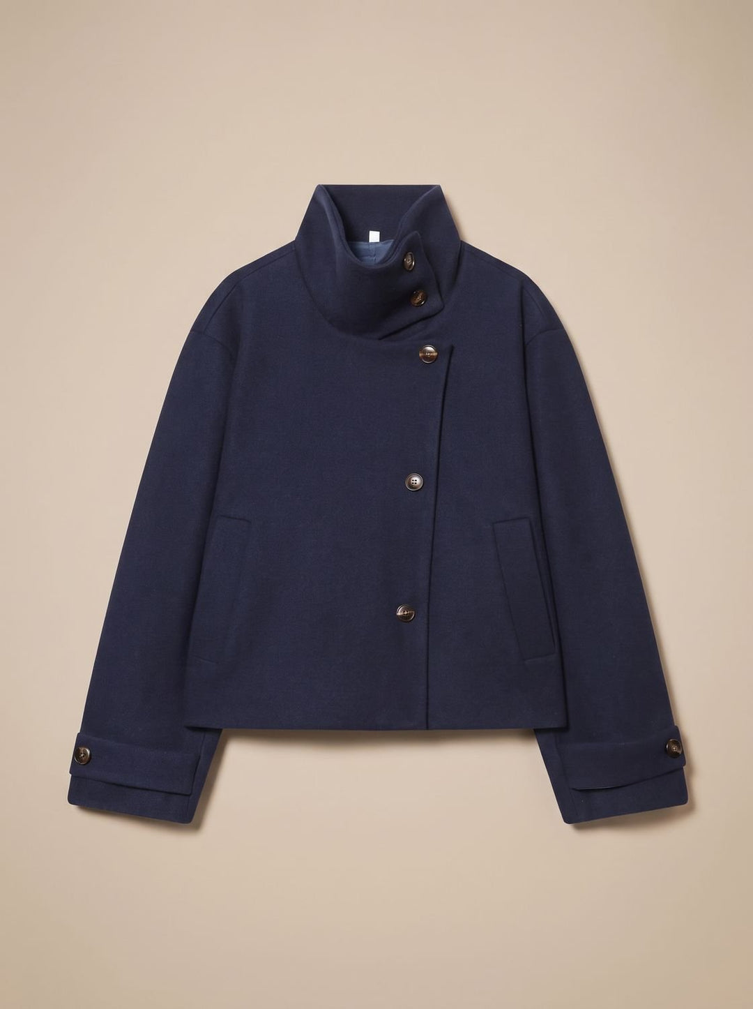 Linnet | Women's Short Wool-Blend Stand Collar Button-Up Coat