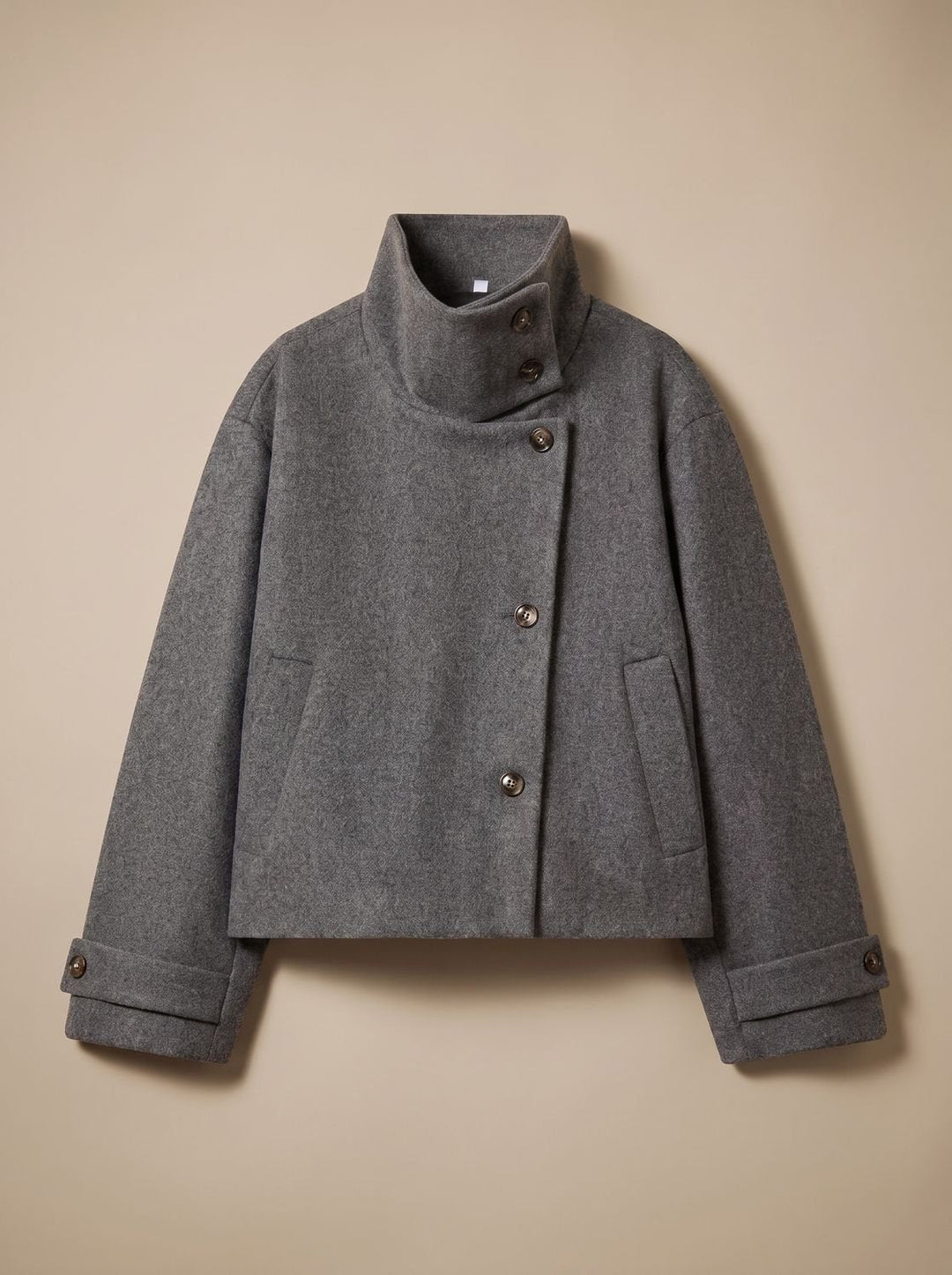 Linnet | Women's Short Wool-Blend Stand Collar Button-Up Coat