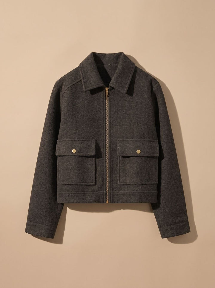 Linnet | Women's Short Wool-Blend Stand Collar Button-Up Coat