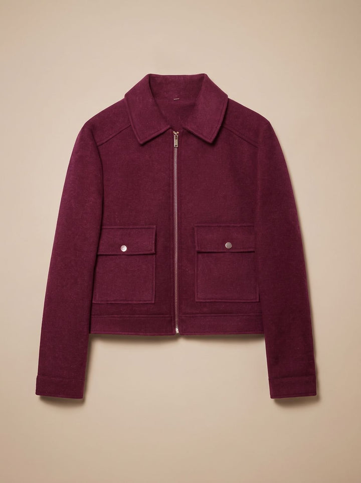 Linnet | Women's Short Wool-Blend Stand Collar Button-Up Coat