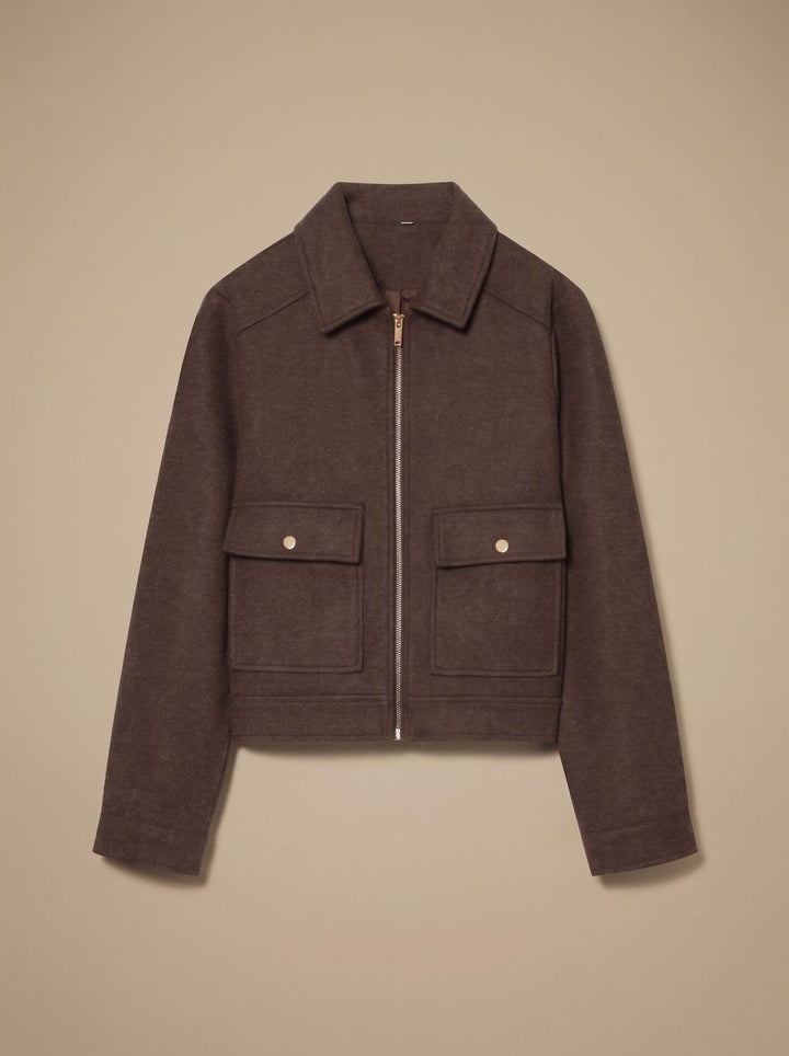 Linnet | Women's Short Wool-Blend Stand Collar Button-Up Coat