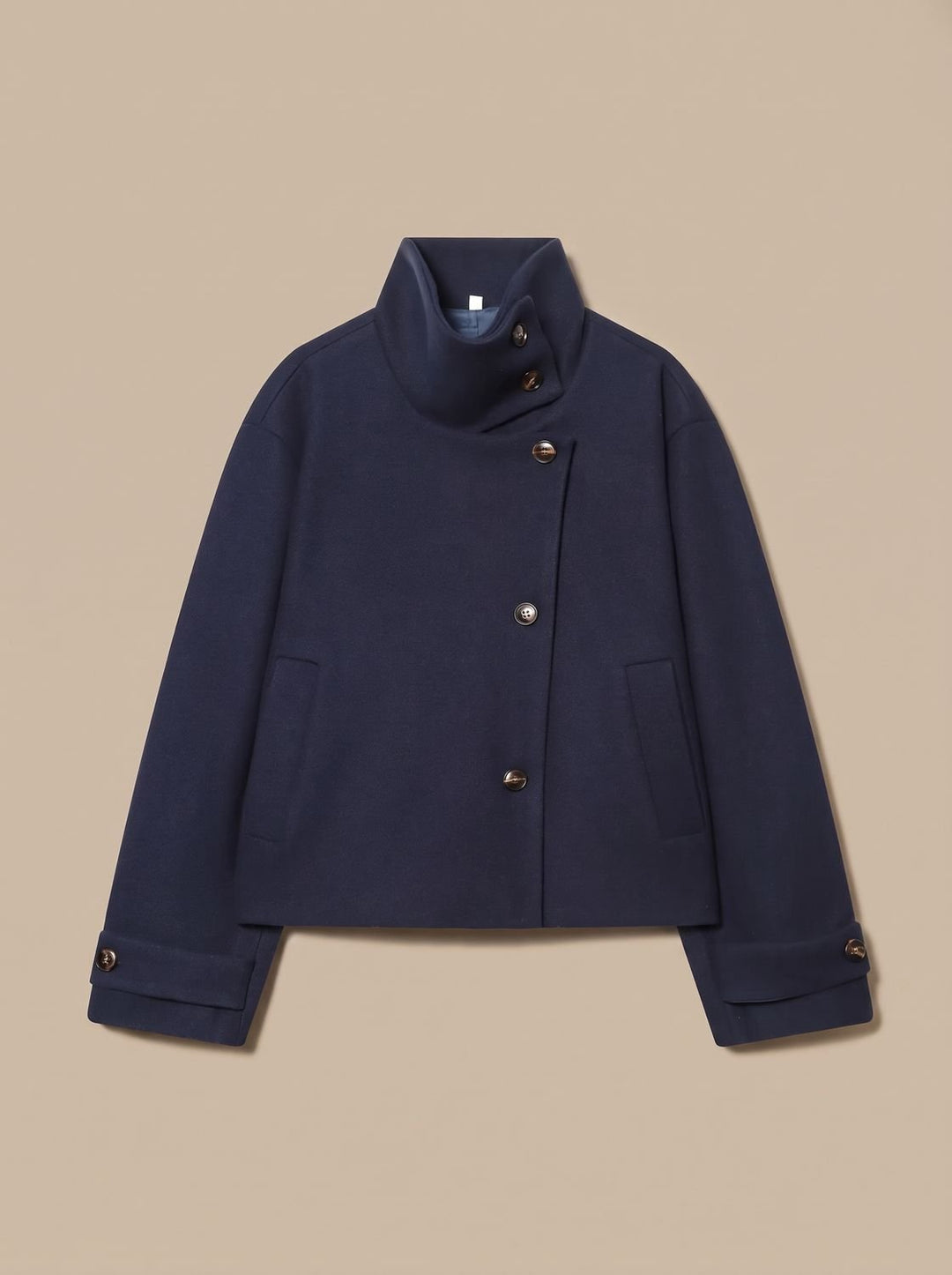 Linnet | Women's Short Wool-Blend Stand Collar Button-Up Coat