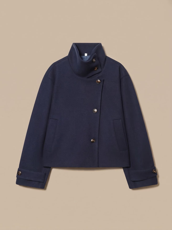 Linnet | Women's Short Wool-Blend Stand Collar Button-Up Coat