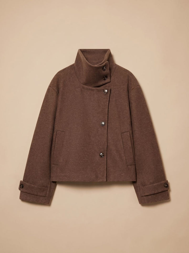 Linnet | Women's Short Wool-Blend Stand Collar Button-Up Coat