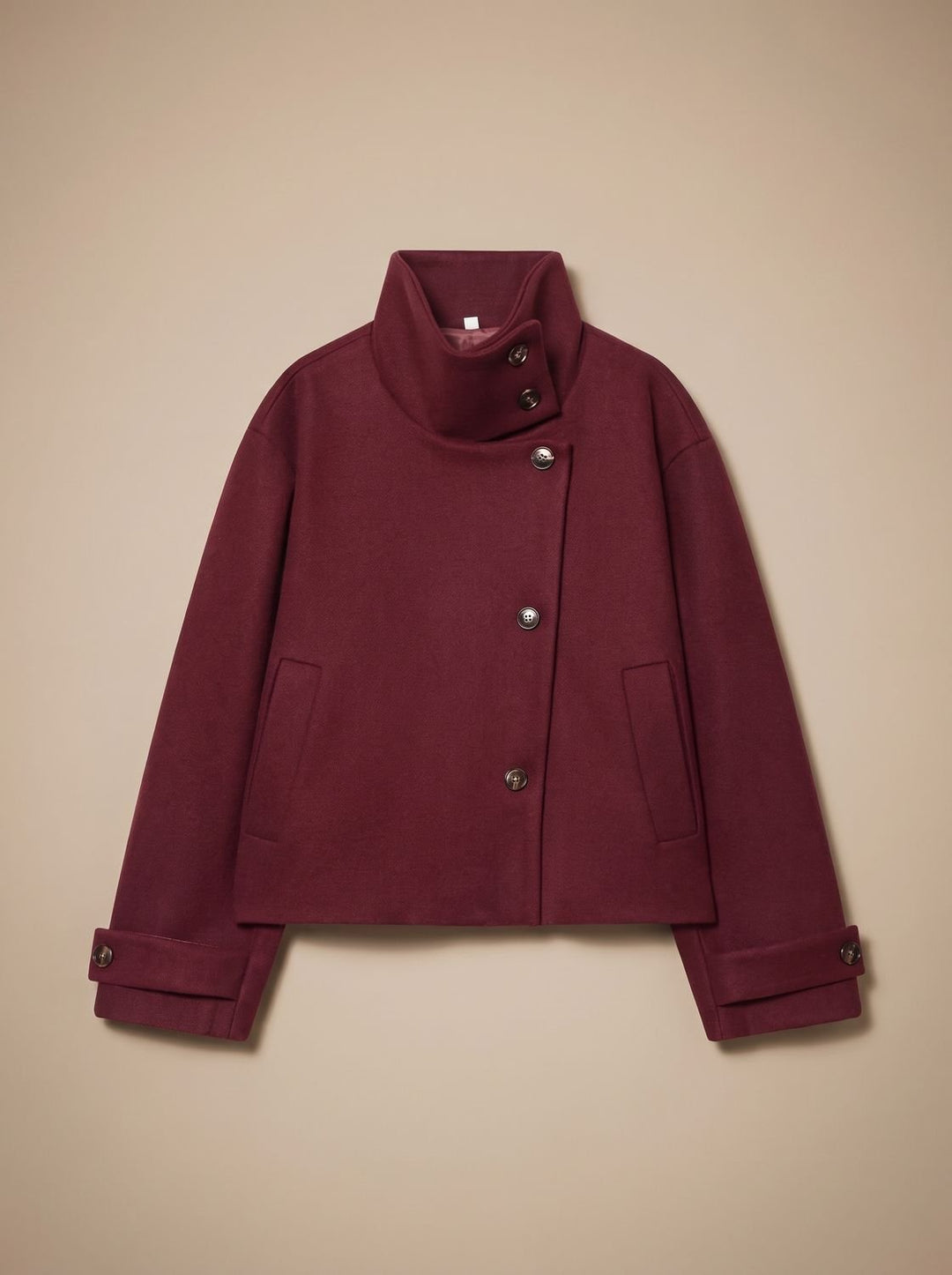 Linnet | Women's Short Wool-Blend Stand Collar Button-Up Coat