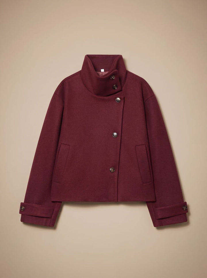 Linnet | Women's Short Wool-Blend Stand Collar Button-Up Coat