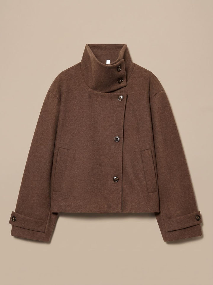 Linnet | Women's Short Wool-Blend Stand Collar Button-Up Coat