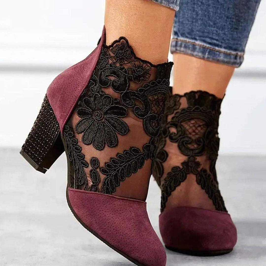 Grace | Women's Lace Block Heel Ankle Boots