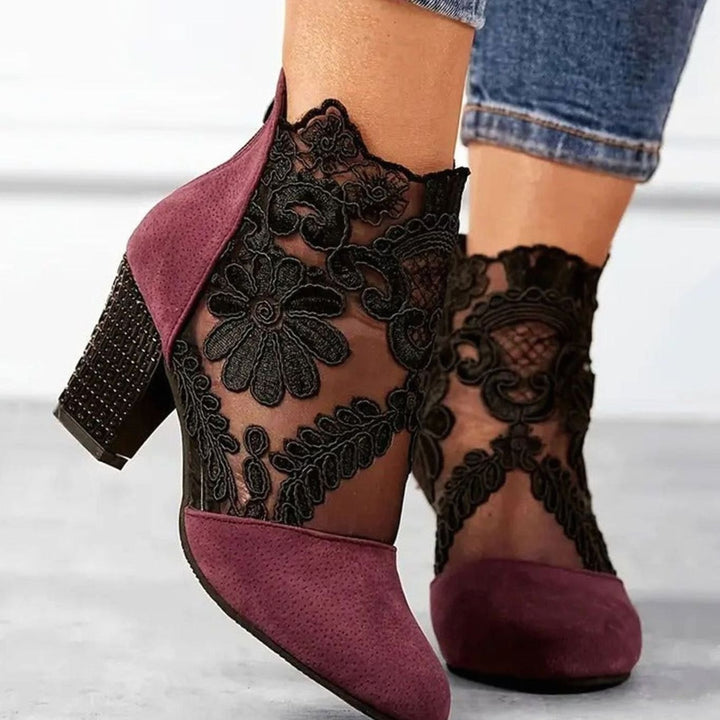 Grace | Women's Lace Block Heel Ankle Boots