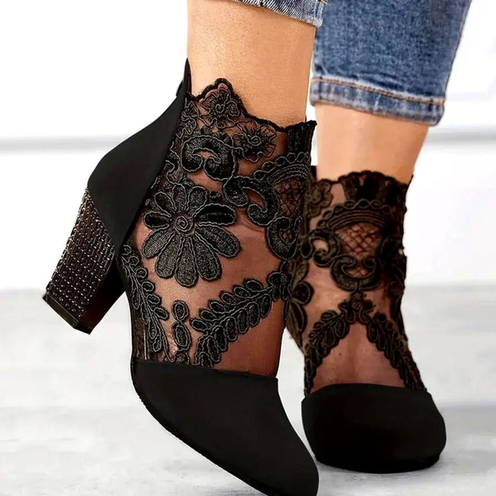 Grace | Women's Lace Block Heel Ankle Boots
