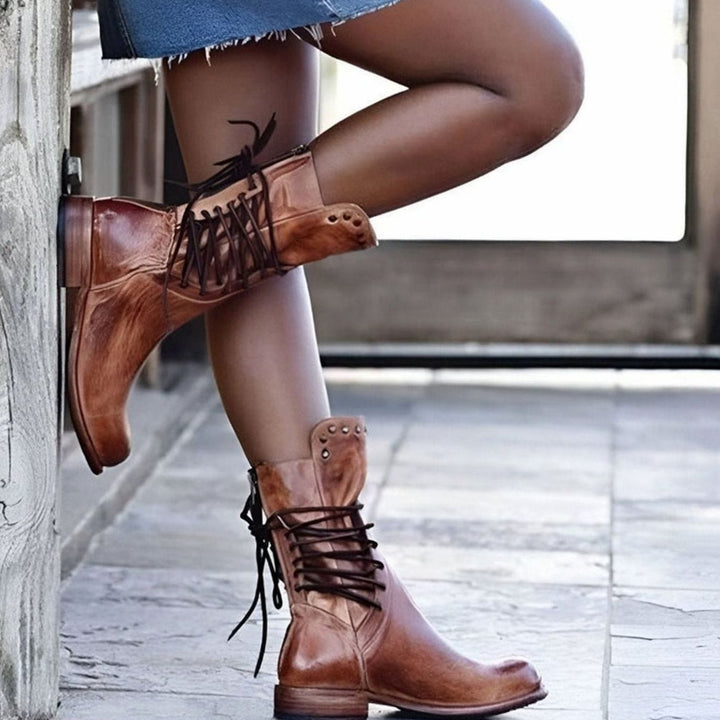 Deirdre | Women's Western Lace-Up Mid-Calf Boots
