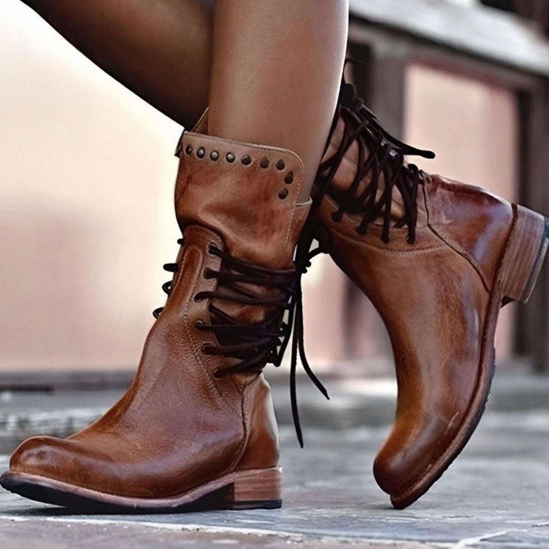 Deirdre | Women's Western Lace-Up Mid-Calf Boots