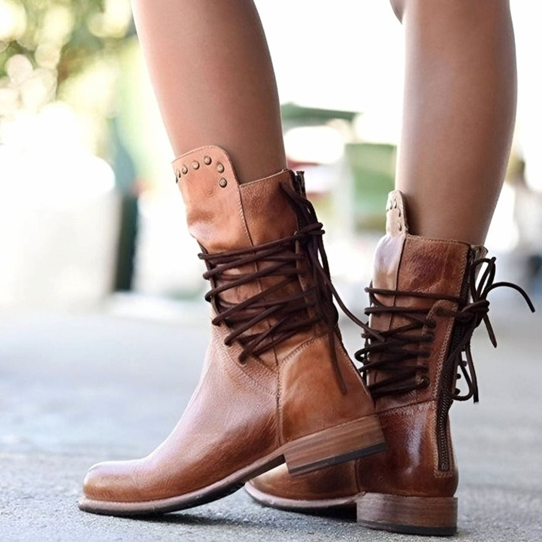 Deirdre | Women's Western Lace-Up Mid-Calf Boots