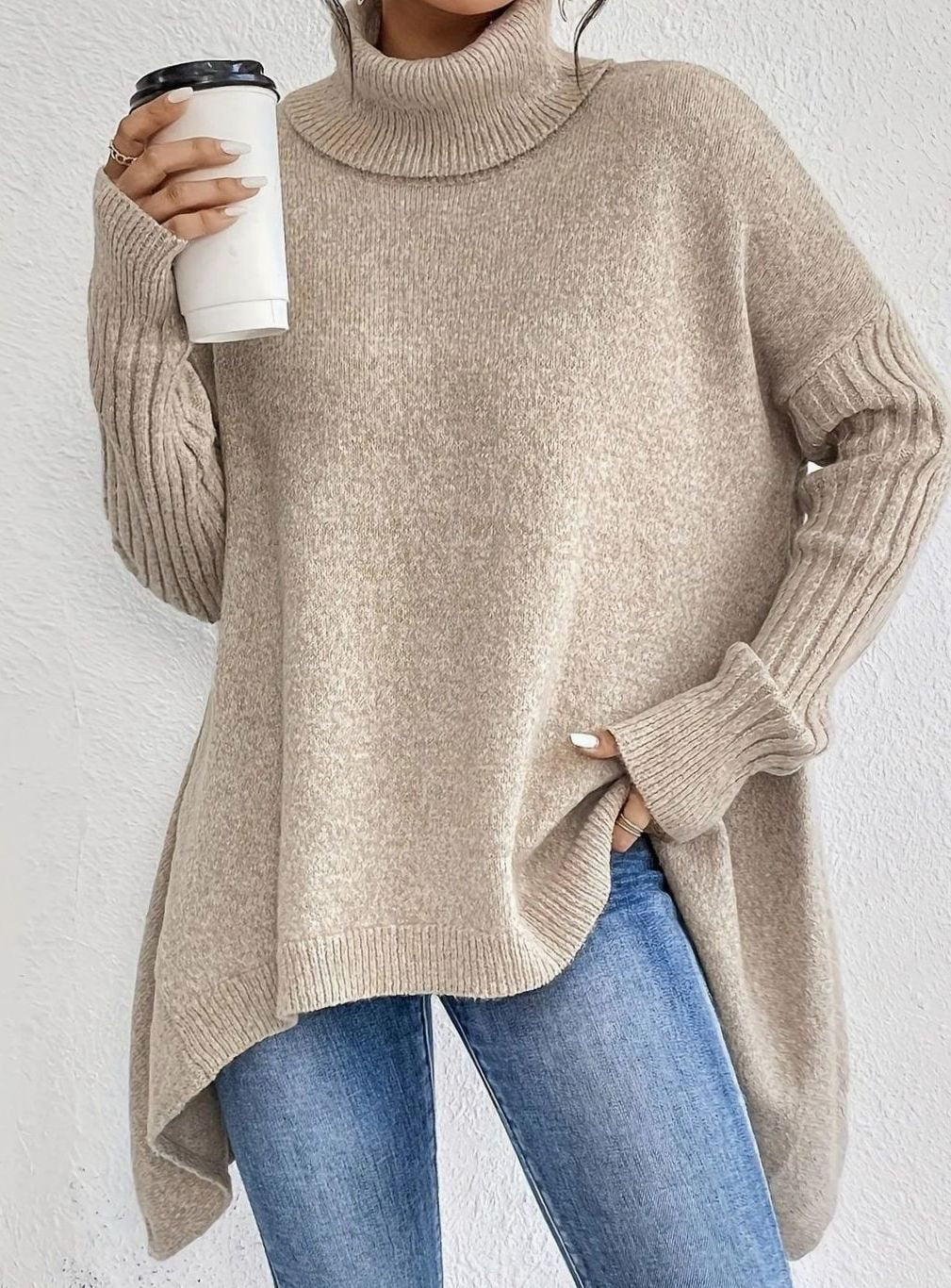 Mairi | Women's Oversized Cashmere-Blend Roll Neck Jumper