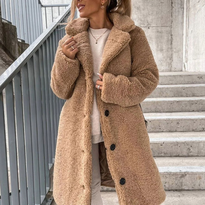 Linnet | Women's Oversized Long Teddy Fleece Button-Up Coat