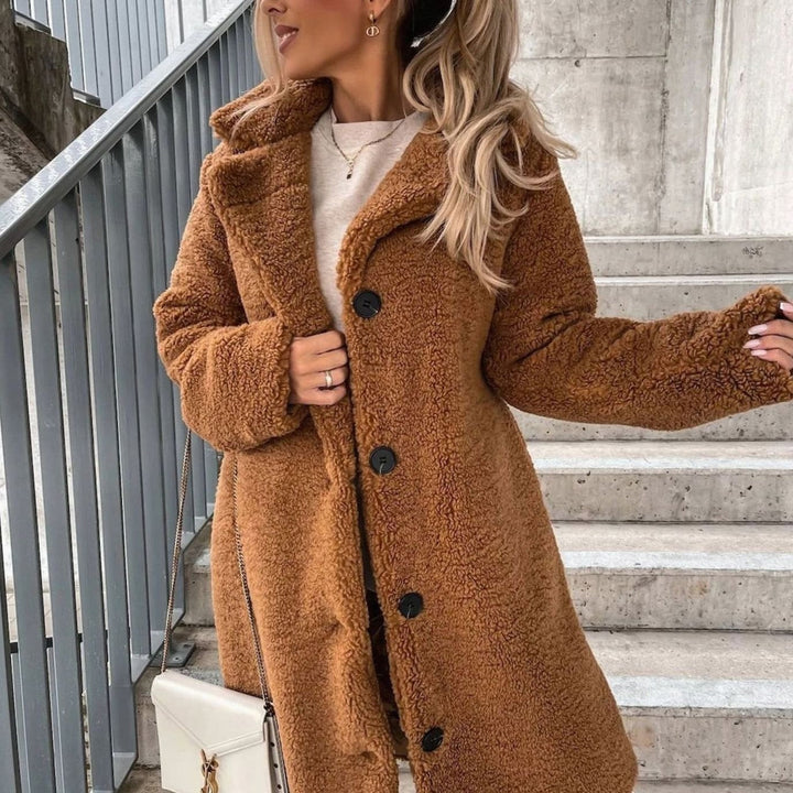 Linnet | Women's Oversized Long Teddy Fleece Button-Up Coat