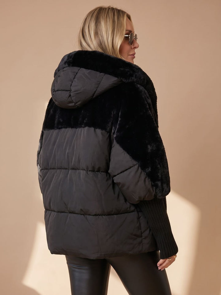 Briana | Women's Short Quilted Faux Fur Hooded Puffer Jacket