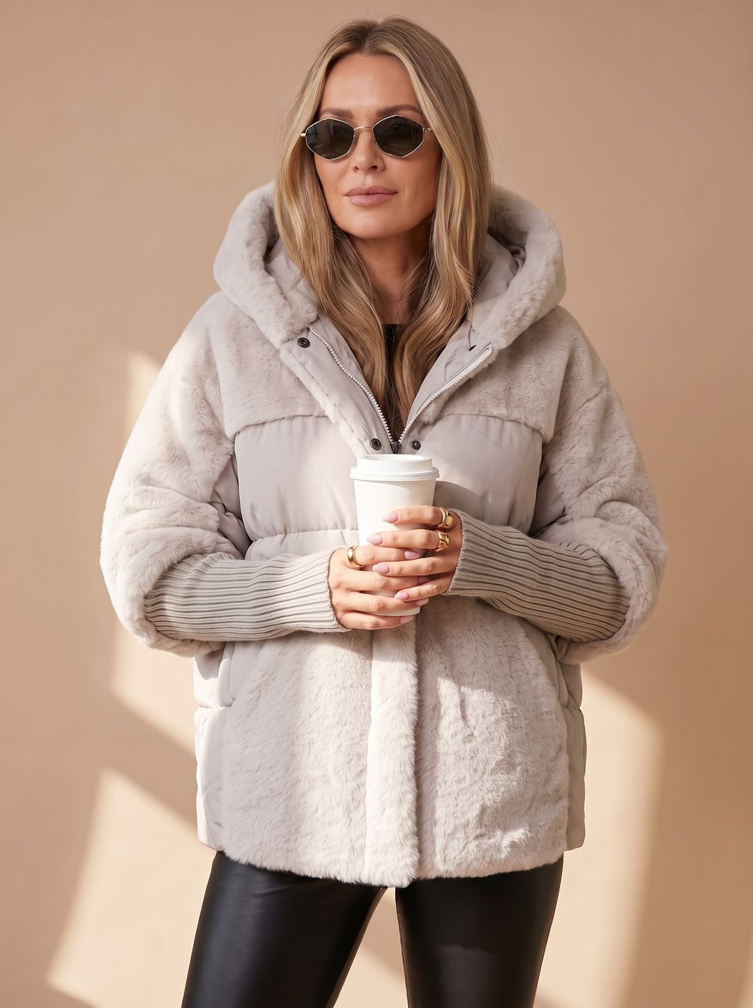 Briana | Women's Short Quilted Faux Fur Hooded Puffer Jacket