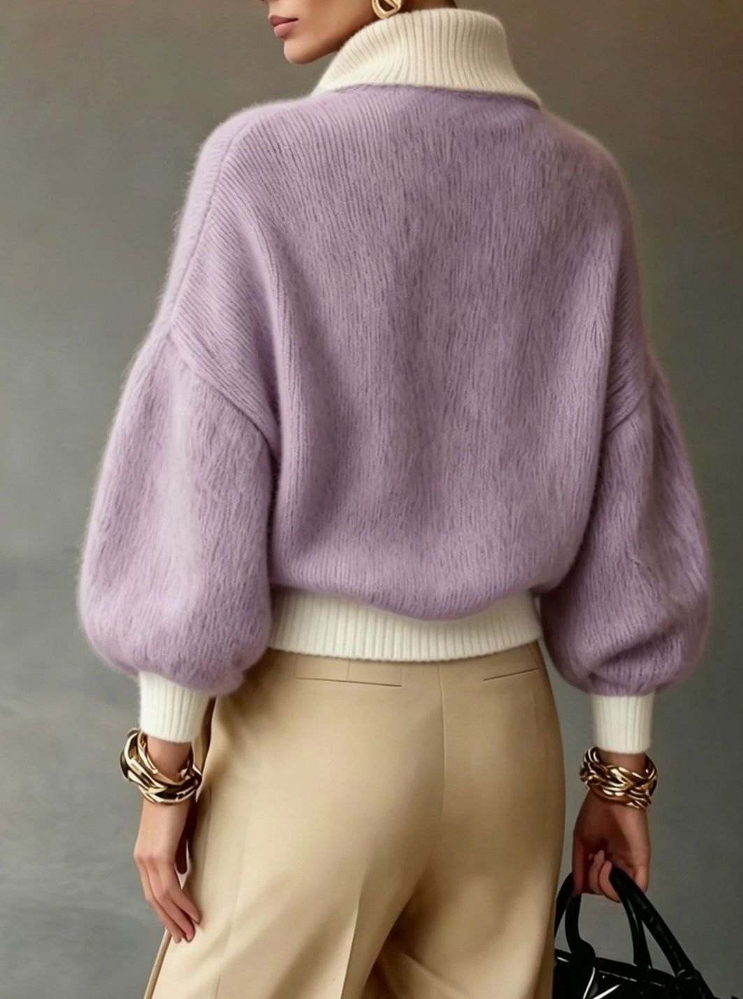 Eirwen | Women's Relaxed Fuzzy Knit Half-Zip Jumper