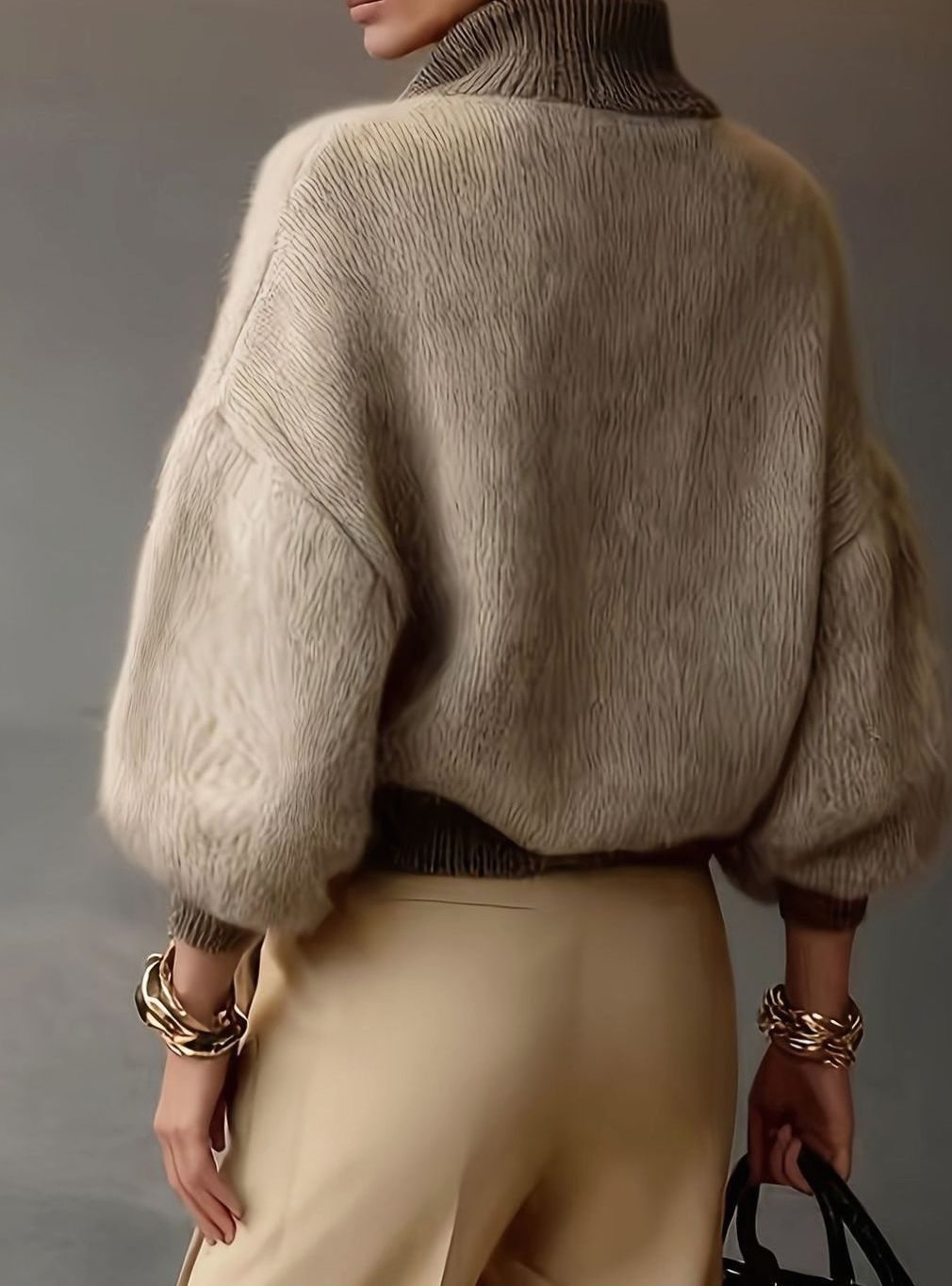 Eirwen | Women's Relaxed Fuzzy Knit Half-Zip Jumper