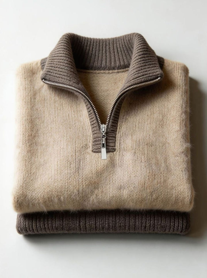 Eirwen | Women's Relaxed Fuzzy Knit Half-Zip Jumper