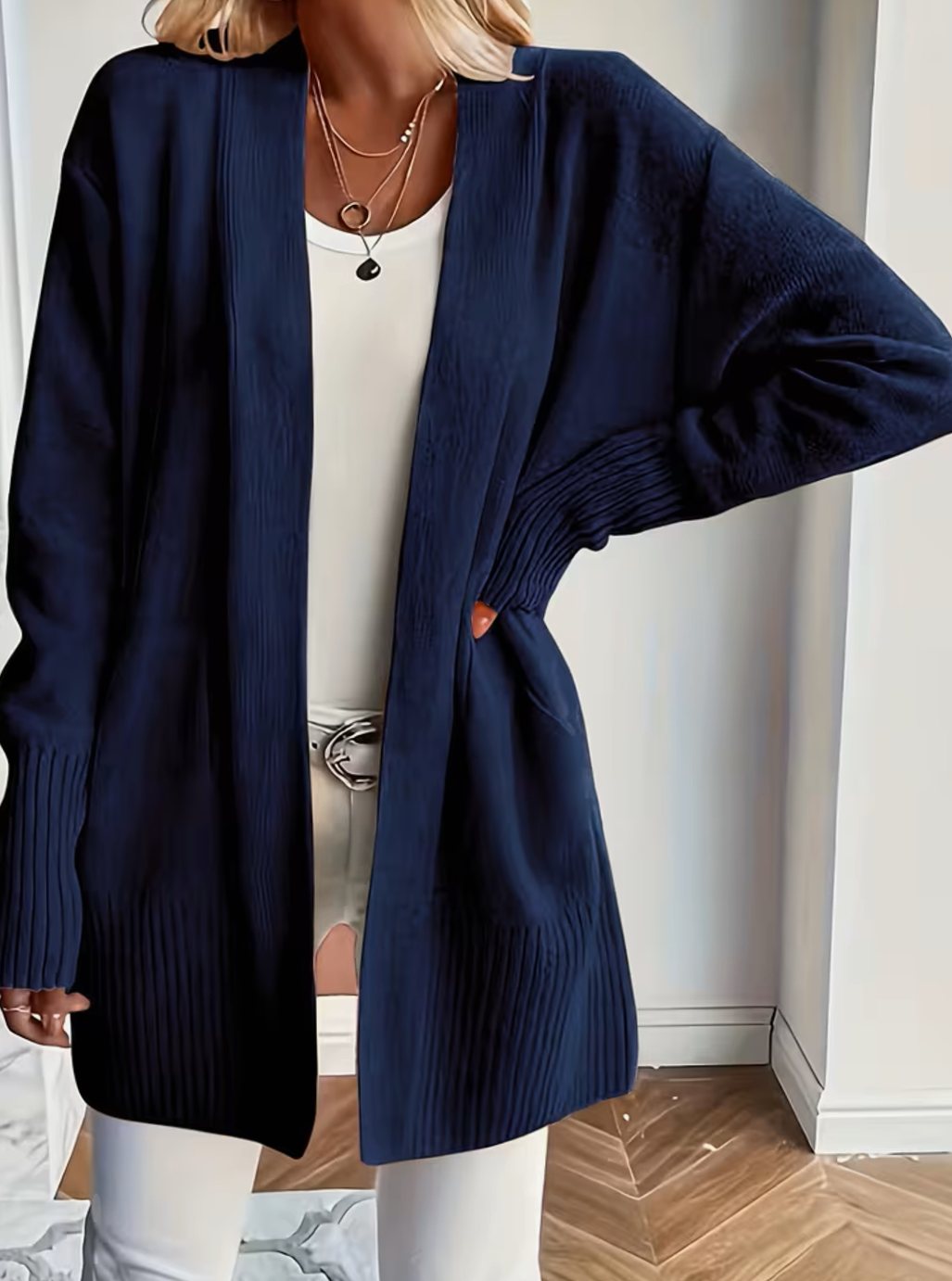 Liora | Women's Relaxed Open-Front Longline Knit Cardigan