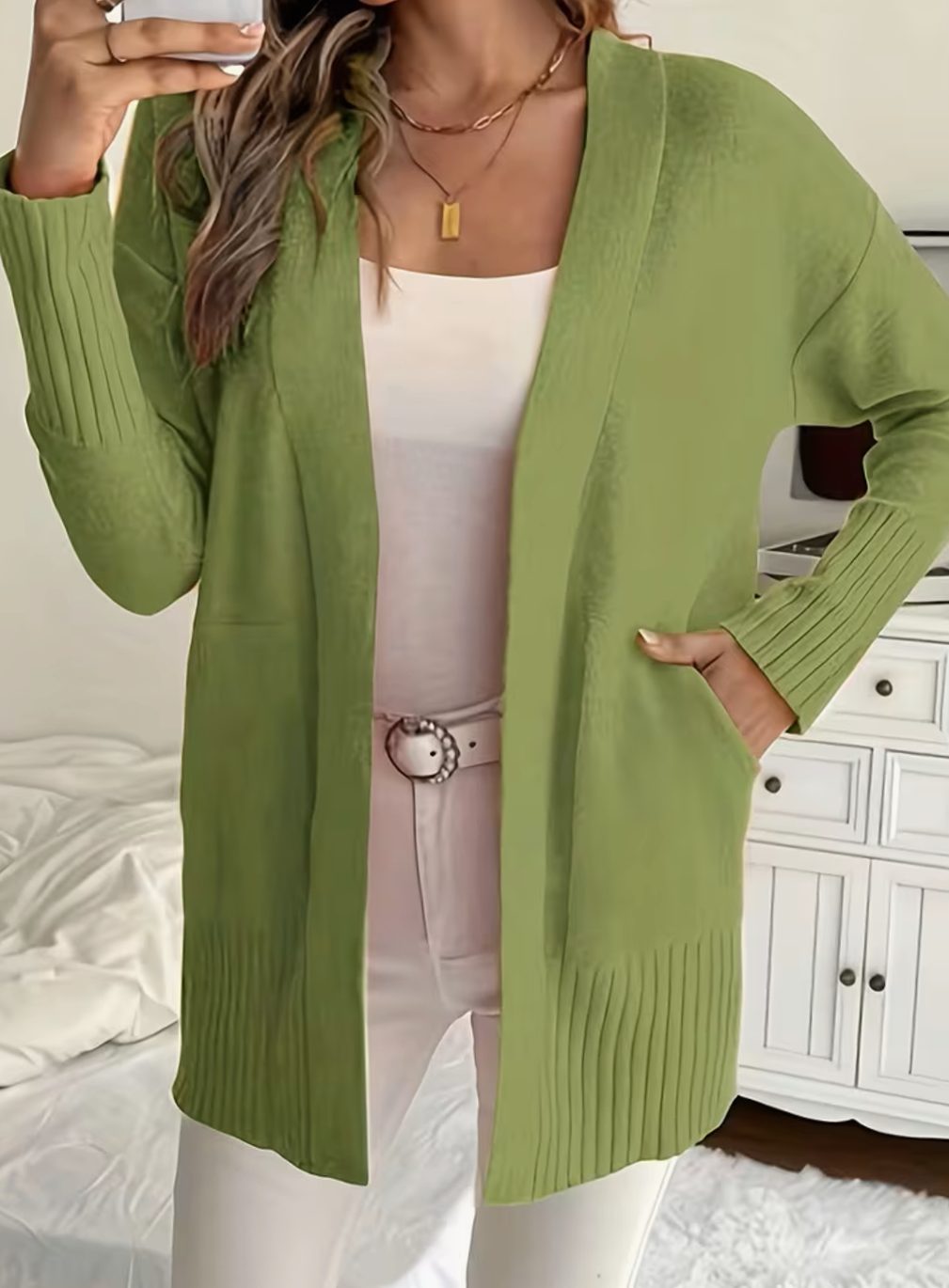 Liora | Women's Relaxed Open-Front Longline Knit Cardigan