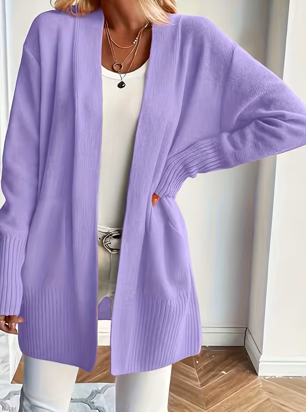 Liora | Women's Relaxed Open-Front Longline Knit Cardigan
