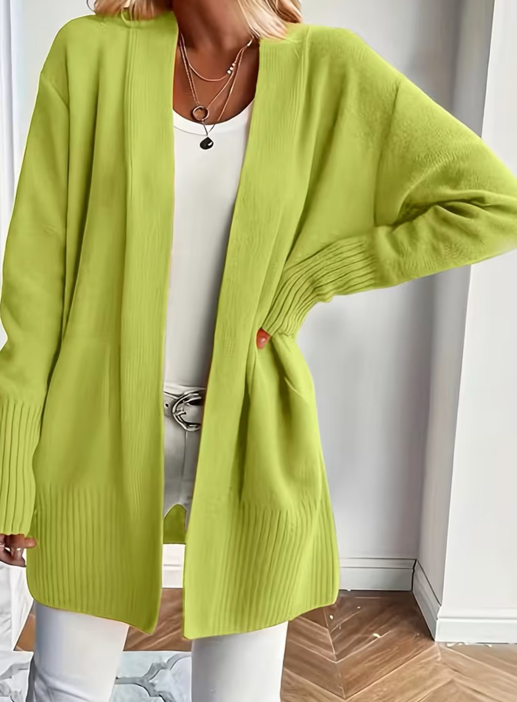 Liora | Women's Relaxed Open-Front Longline Knit Cardigan