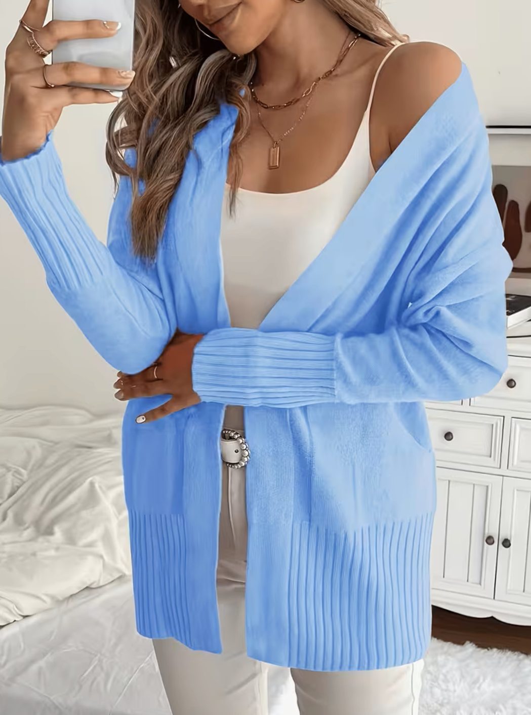Liora | Women's Relaxed Open-Front Longline Knit Cardigan
