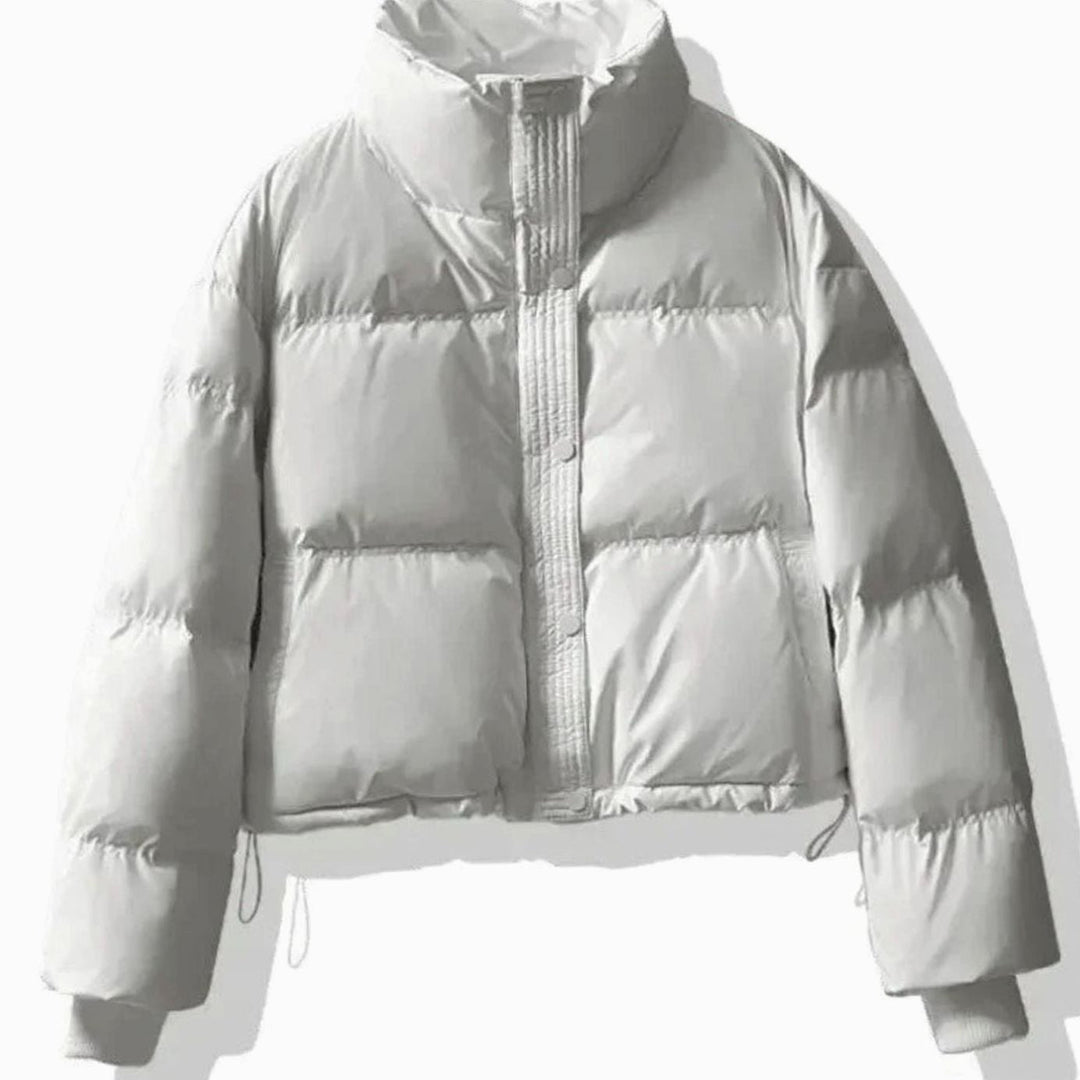 Mabli | Women's Cropped Faux Leather Quilted Puffer Jacket