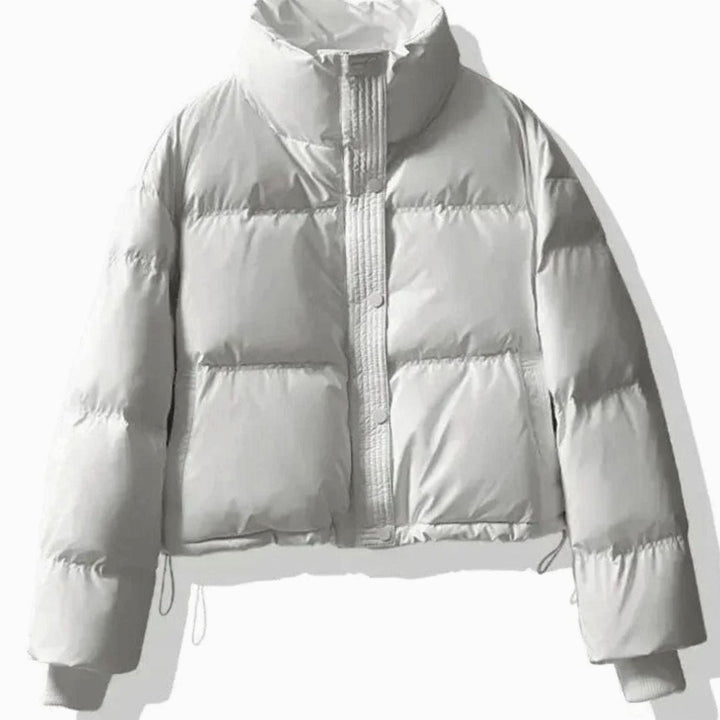 Mabli | Women's Cropped Faux Leather Quilted Puffer Jacket