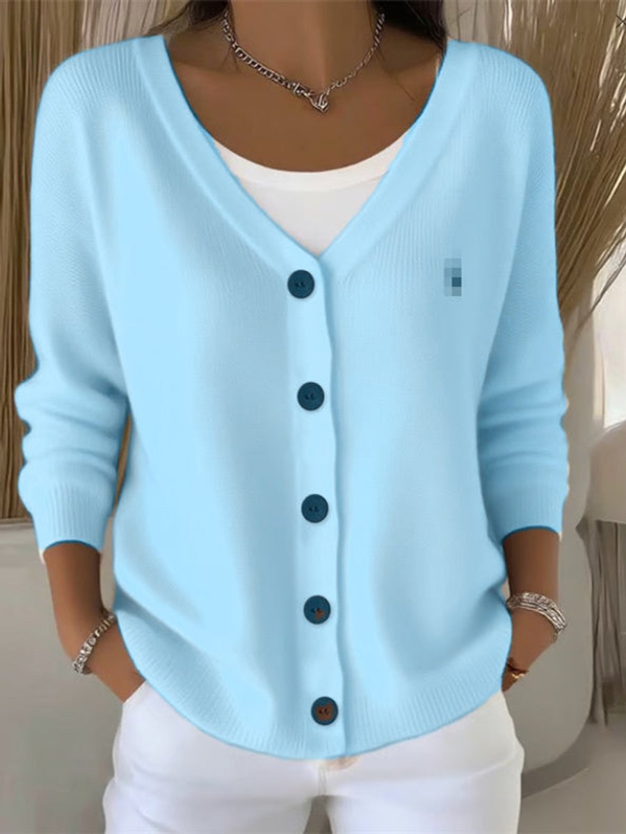 Petunia | Women's V-Neck Button Front Knit Cardigan