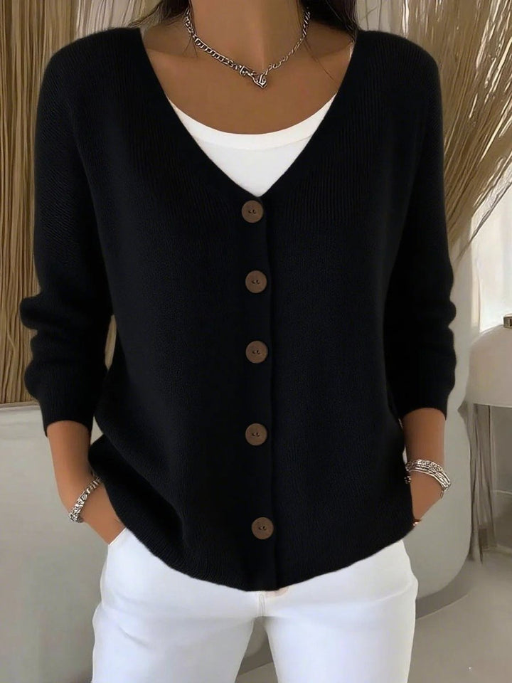 Petunia | Women's V-Neck Button Front Knit Cardigan