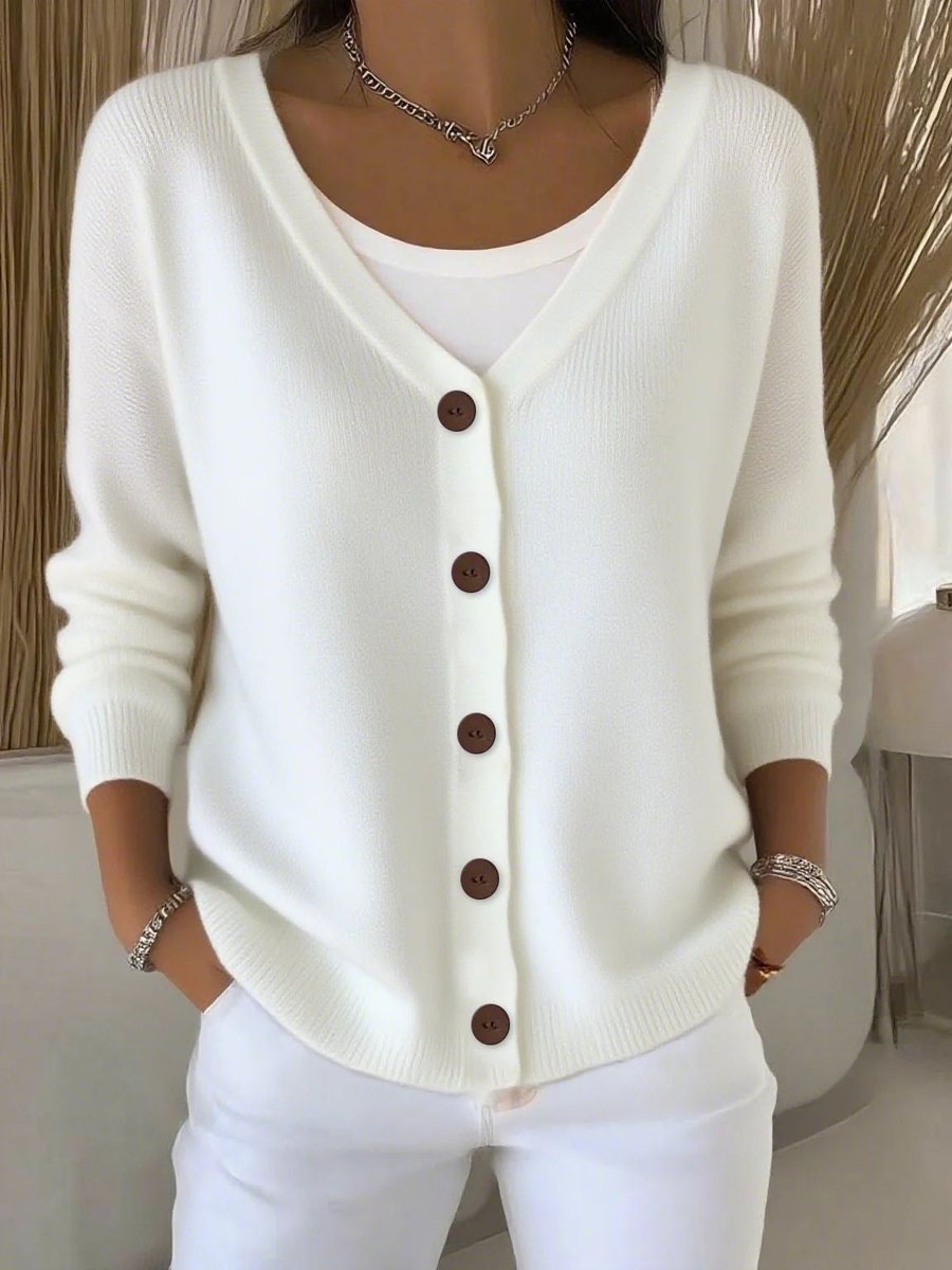 Petunia | Women's V-Neck Button Front Knit Cardigan