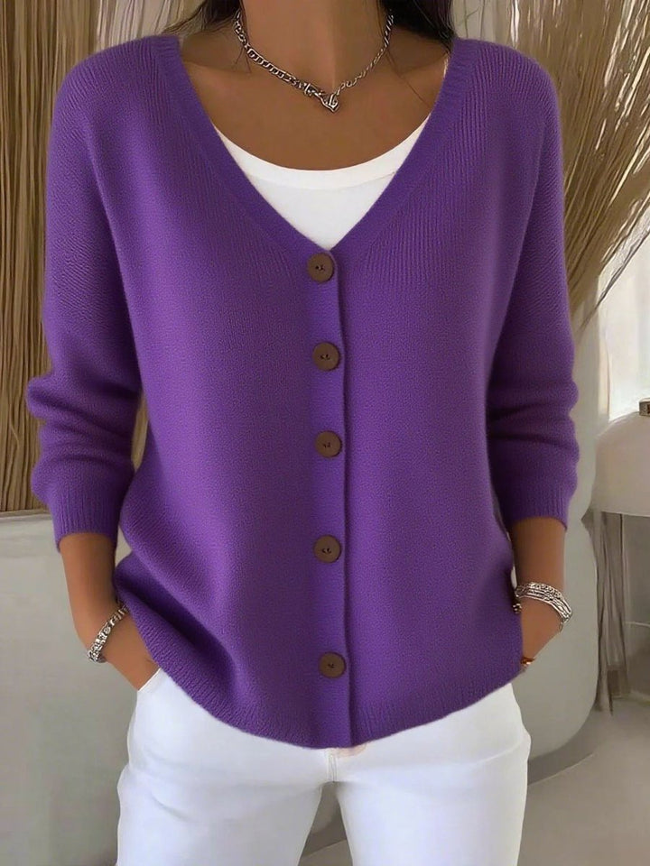 Petunia | Women's V-Neck Button Front Knit Cardigan