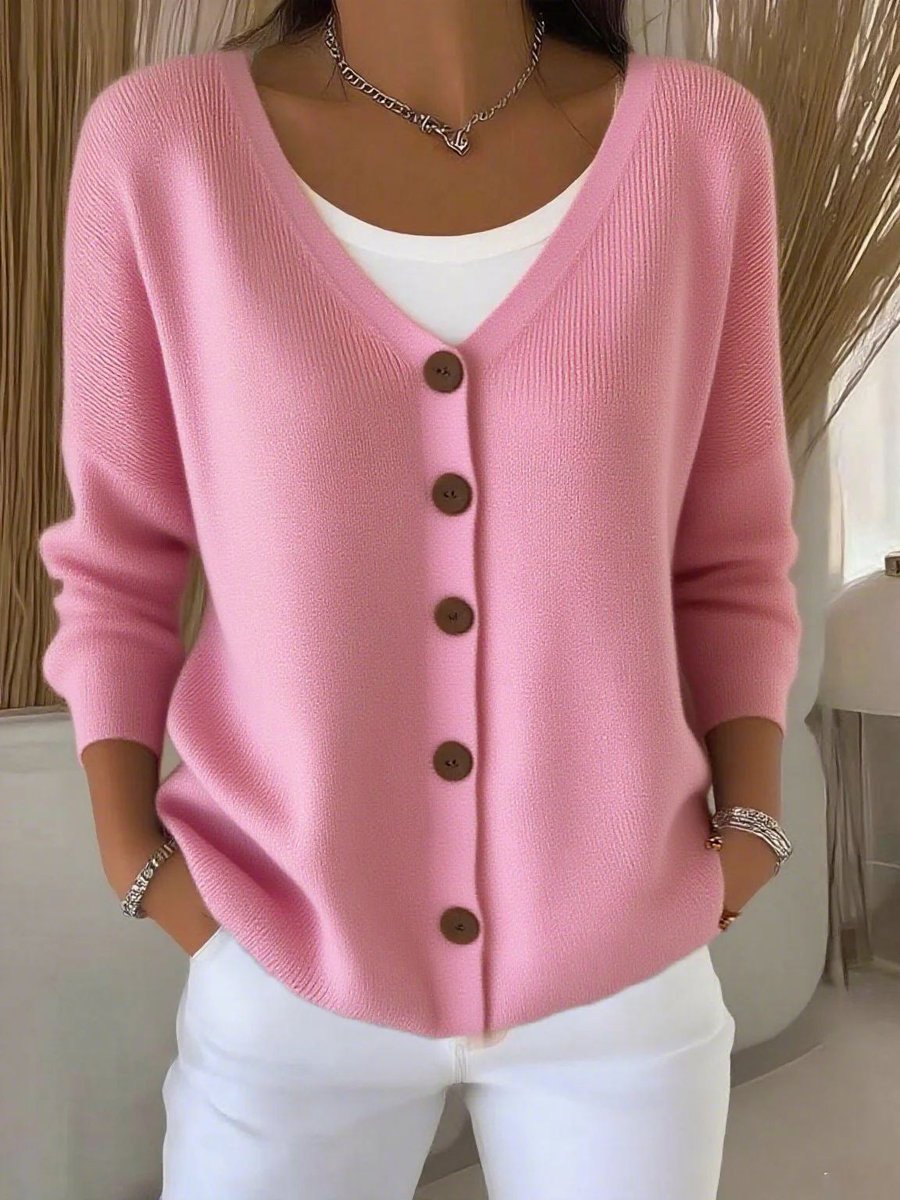 Petunia | Women's V-Neck Button Front Knit Cardigan