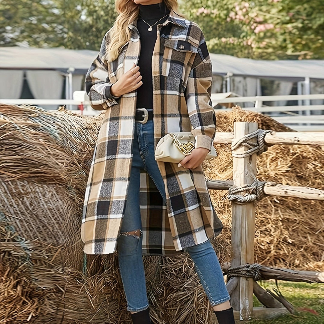 Astrid | Women's Longline Checked Oversized Winter Coat