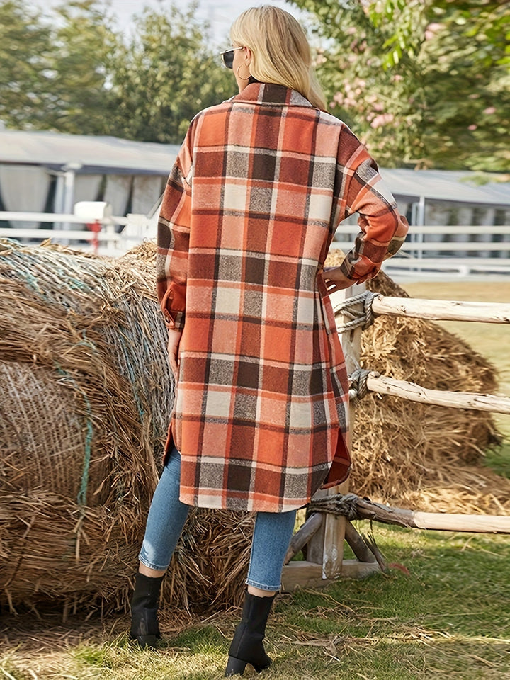 Astrid | Women's Longline Checked Oversized Winter Coat