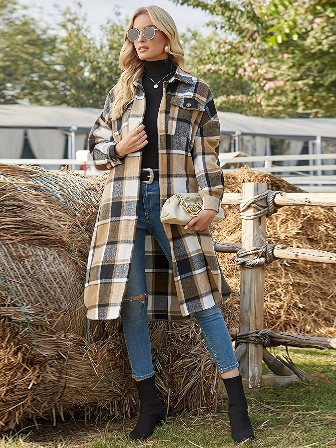 Astrid | Women's Longline Checked Oversized Winter Coat