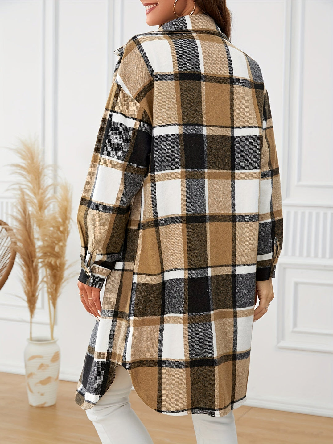 Astrid | Women's Longline Checked Oversized Winter Coat