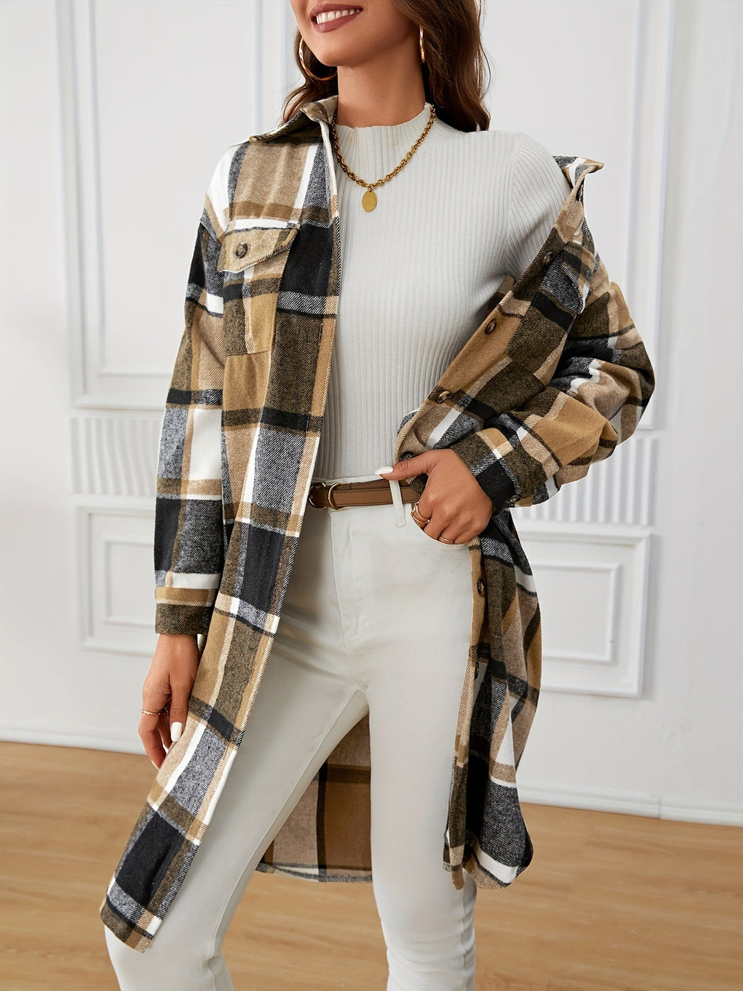 Astrid | Women's Longline Checked Oversized Winter Coat
