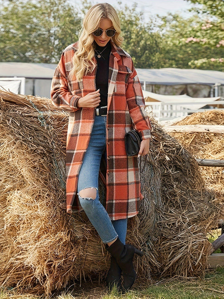 Astrid | Women's Longline Checked Oversized Winter Coat