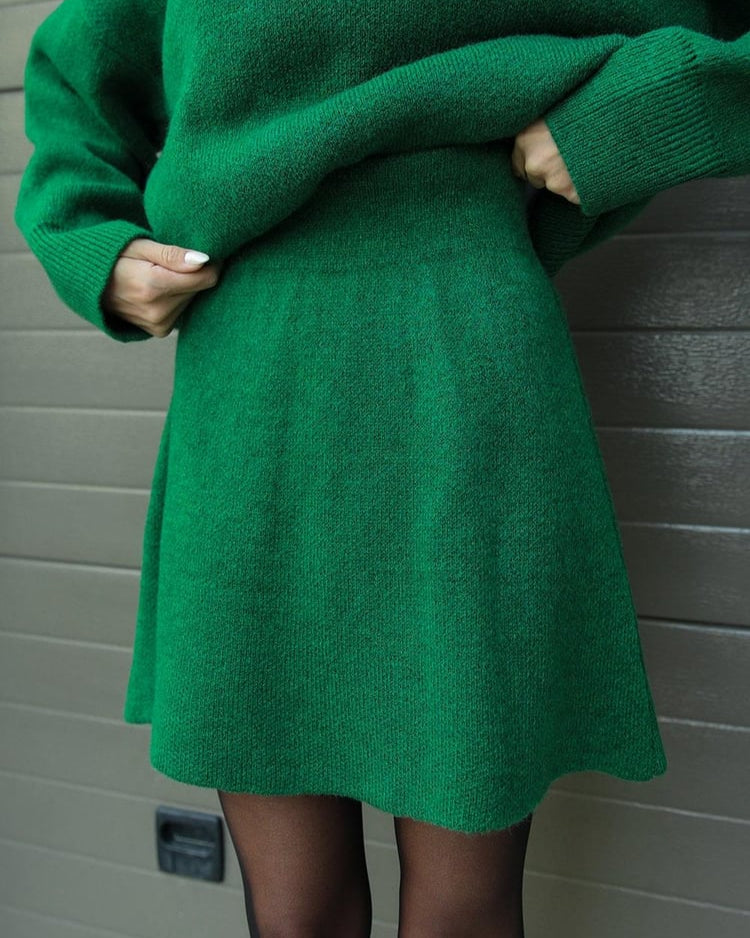 Aisling | Women's Ribbed Knit Jumper and Midi Skirt Set
