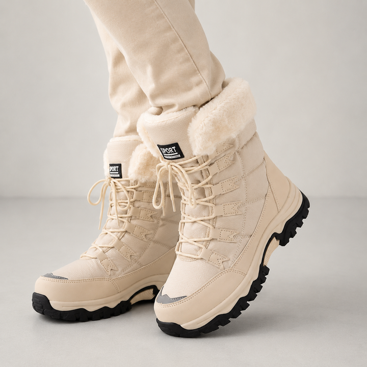 Ines | Women's Waterproof Faux Fur Lined Lace-Up Snow Boots