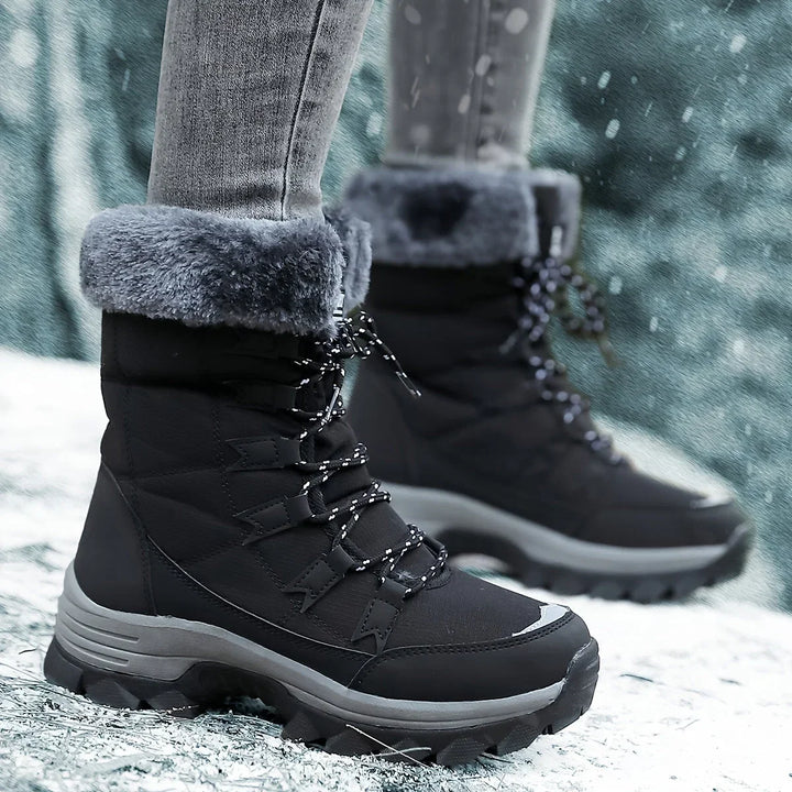 Ines | Women's Waterproof Faux Fur Lined Lace-Up Snow Boots