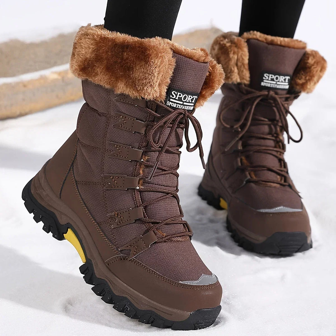 Ines | Women's Waterproof Faux Fur Lined Lace-Up Snow Boots