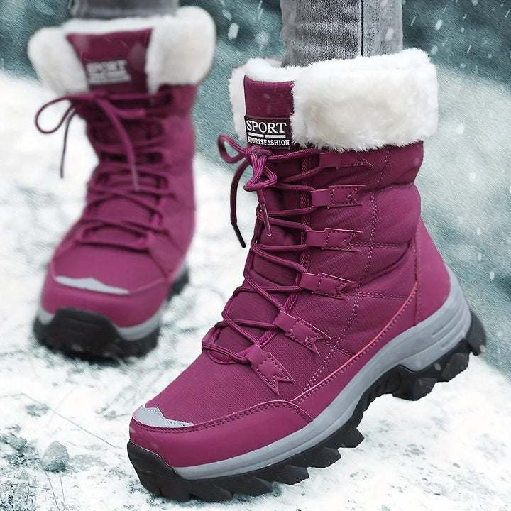 Ines | Women's Waterproof Faux Fur Lined Lace-Up Snow Boots