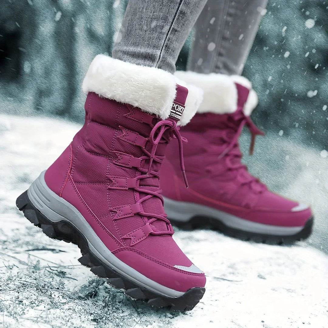 Ines | Women's Waterproof Faux Fur Lined Lace-Up Snow Boots